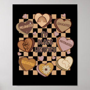 Poster Candy Heart Black History Month afro-americano W