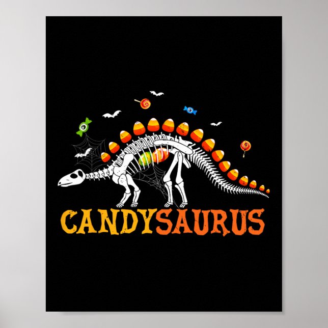 Poster Candysaurus Candy Corn Dinossauro Esqueleto Feliz  (Frente)