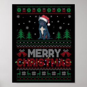 Poster Cane Corso Dog Adega Santa Hat Árvore de Natal Lig