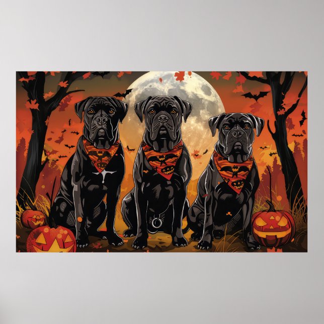 Poster Cane Corso Halloween Assustador (Frente)
