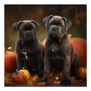 Pôster Cane Corso Puppy Autumn Delight Pumpkin