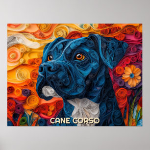Poster Cane Corso Quilling Art Dog Portrait
