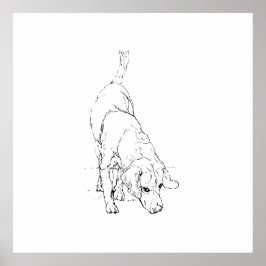 Poster Caneca Beagle – Cachorro Desenhado à Mão com Tinta