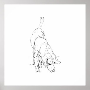 Poster Caneca Beagle – Cachorro Desenhado à Mão com Tinta