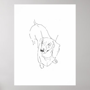 Poster Caneca Dachshund Fofa – Cachorro Salsicha Arte Lin