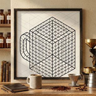Poster Caneca de Café Geométrica Arte de Grade Isométrica