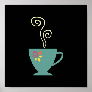 Poster Caneca de café quente, xícara de chá de porcelana 