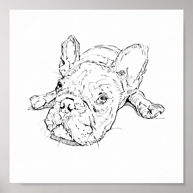 Poster Caneca do Adorável Bulldog Francês, Presente para  (Frente)