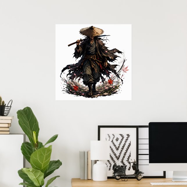 Poster Caneca do Ronin Errante Místico | Guerreiro Samura (Escritório em casa)
