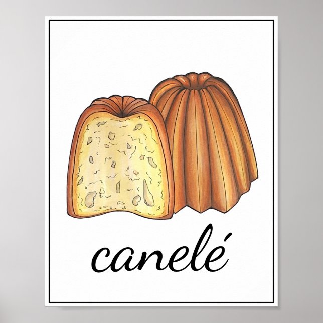 Poster Canelé French Paery Pâtisserie Bakery Kitchen Art (Frente)
