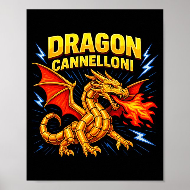 Poster Canelloni de Dragão Presente Engraçado Comida Ital (Frente)