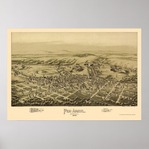 Pôster Caneta Argyl, mapa panorâmico do PA - 1894