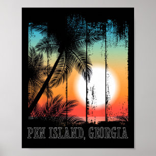 Poster Caneta da Ilha Georgia Beach Palms Sundo