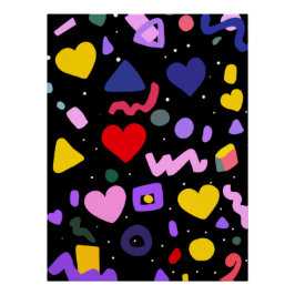 Pôster Caneta de tinta azul padrão Trendy 80s