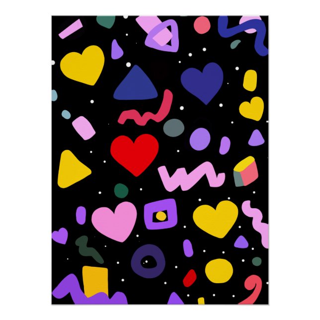 Pôster Caneta de tinta azul padrão Trendy 80s (Frente)