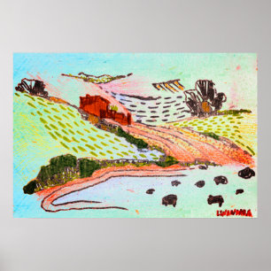 Poster Caneta e desenho de lápis do País de Gales com o