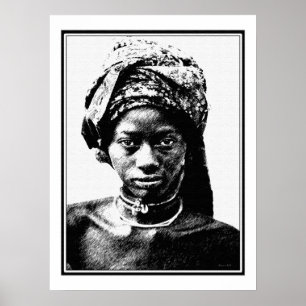 Pôster Caneta e desenho de tinta de uma jovem mulher afri