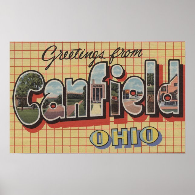 Pôster Canfield, Ohio - Cenas com Letras Grandes (Frente)