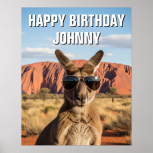 Poster Canguru com óculos de sol em Uluru Austrália