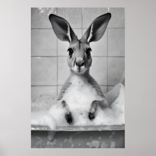 Poster Canguru na Banheira Arte na Parede, Animal Engraça
