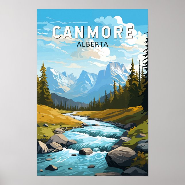 Poster Canmore Canadá Viagem Arte Vintage (Frente)