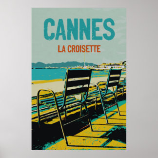 Poster Cannes Côte d'Azur La Croisette Illust França