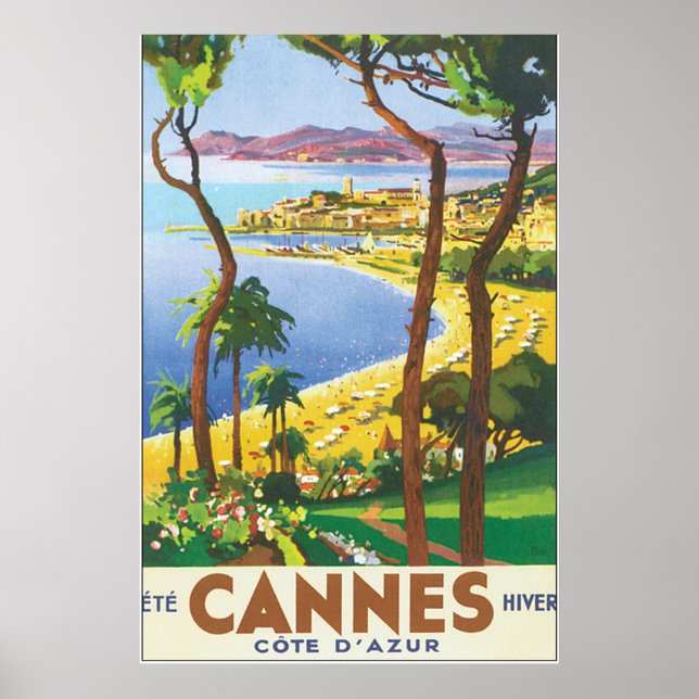 Poster Cannes Cote D'Azur Viagens vintage (Frente)