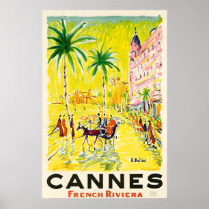 Poster Cannes Cotes d'Azur Sul da França Viagens Antigas