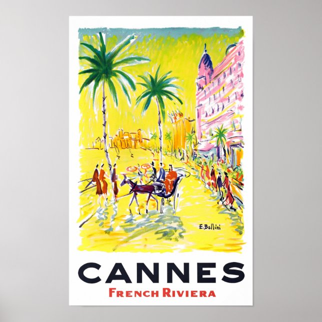 Poster Cannes France viagens vintage (Frente)