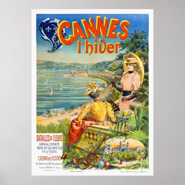Poster Cannes l'hiver France Viagens vintage (Frente)