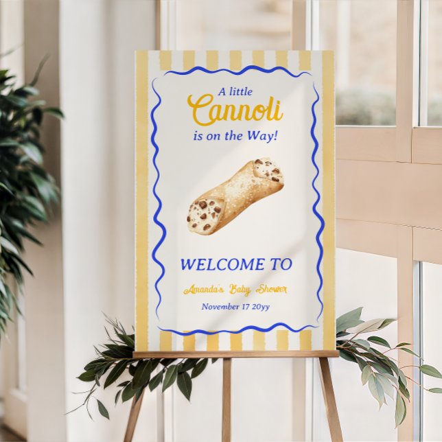 Poster Cannoli Yellow Blue Italian Baby Shower Welcome (Criador carregado)