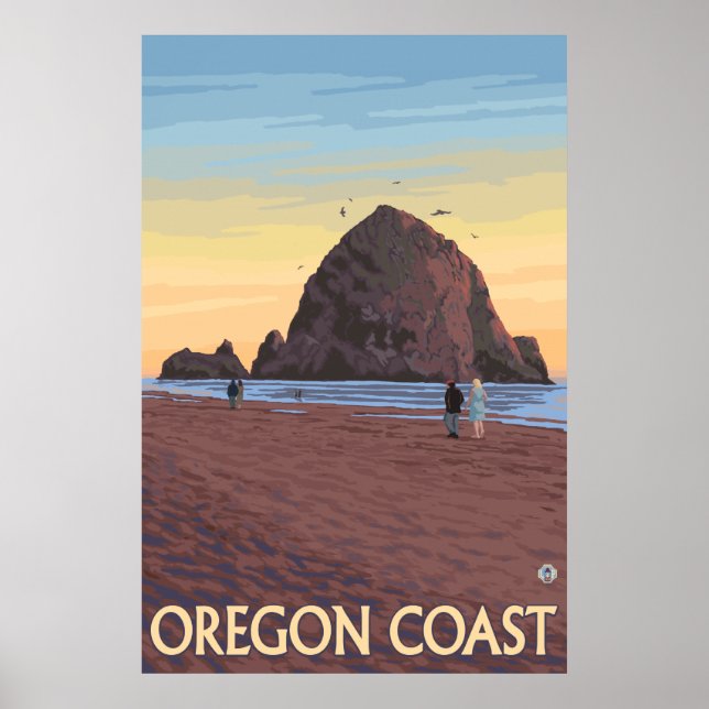 Poster Cannon Beach, Oregon - Haystack Rock (Frente)