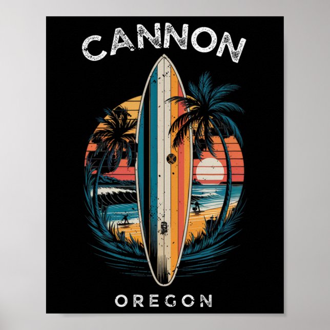 Poster Cannon Beach Oregon Men Women Surfing  (Frente)