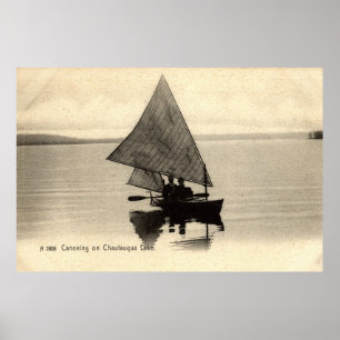 Pôster Canoagem no lago Chatauqua, Nova Iorque, 1905 Vint