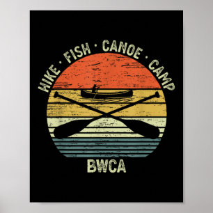 Poster Canoagem Vintage Bwca Outdoor Caminhada Peixe Acam