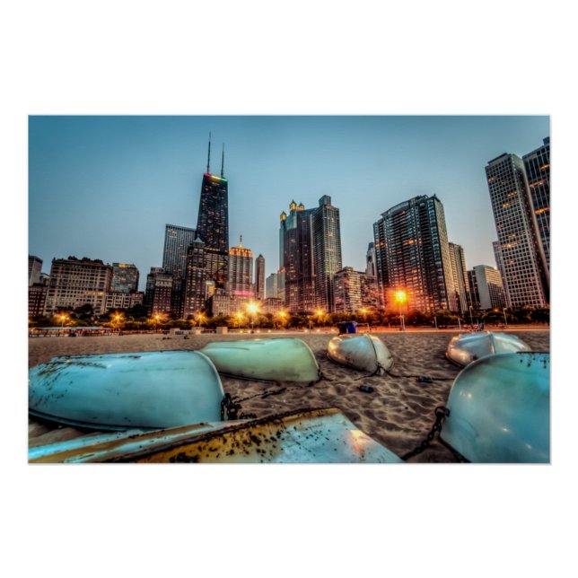 Pôster Canoas na praia de Oak Street um pouco depois do p (Frente)