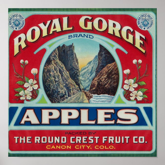 Pôster Canon City, Colorado - Royal Gorge Apple Label (Frente)