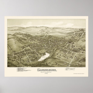 Pôster Canonsburg, mapa panorâmico do PA - 1897