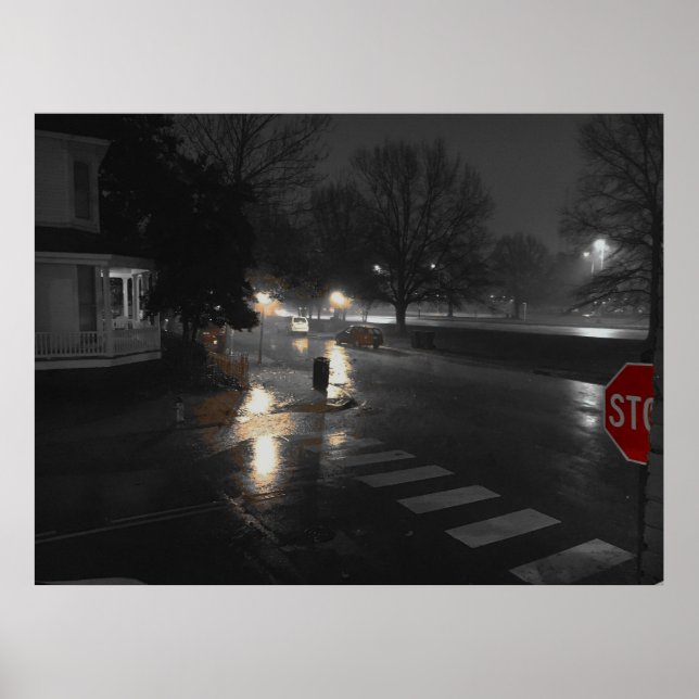 Poster Cantinho da Cidade em uma noite chuvosa (Frente)