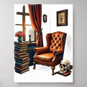 Poster Cantinho de Leitura Dark Academia Livros Antigos V