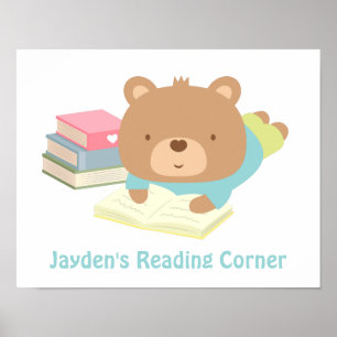 Pôster Cantinho de Leitura de Livros do Ursinho Teddy Fof