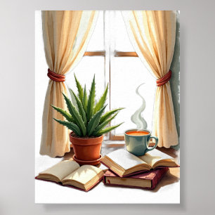 Poster Cantinho de Leitura de Pai de Planta Suculenta e L