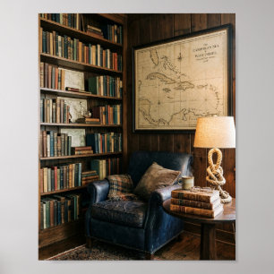Poster Cantinho de Leitura Náutico Marítimo Vintage do Ma