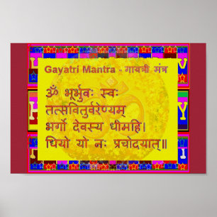 Poster Canto espiritual sânscrito do roteiro da mantra d