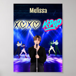 Poster Cantor do K-Pop no Palco XoXo Love K-Pop Music Per