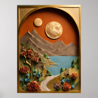 Poster "Canvas Cinzenta: Magia Lua nos Alpes Suíços"