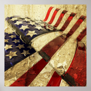 Poster Canvas da bandeira dos Estados Unidos do Grunge