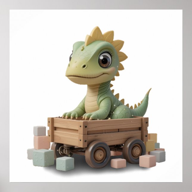 Poster Canvas de Dinossauro para Bebês - Sala para Crianç (Frente)