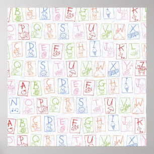 Poster Canvas de Fundo Crayon ABC