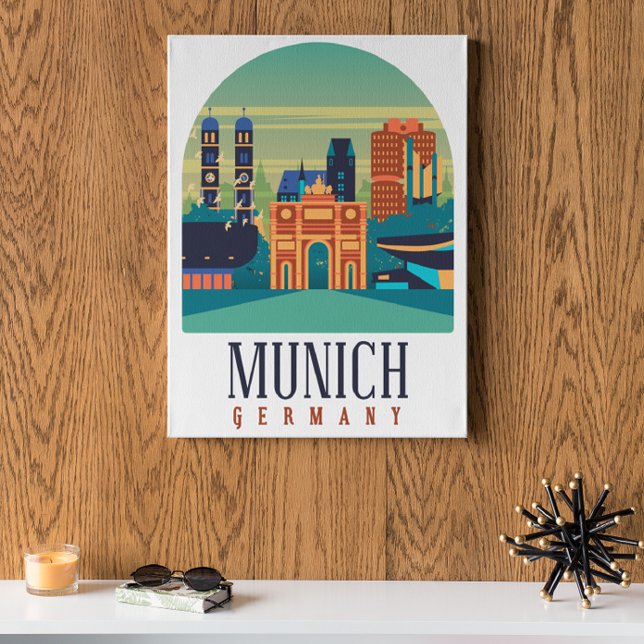 Poster Canvas Munique Alemanha (Munich Germany Vintage Travel Poster)